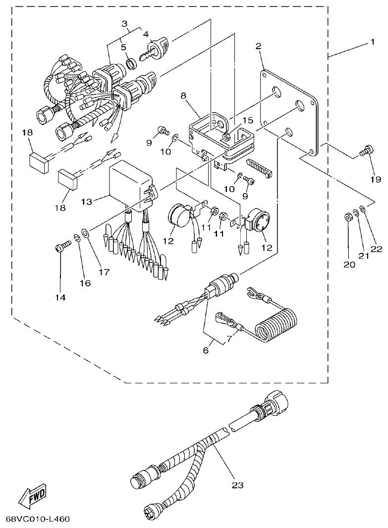 Yamaha 150AET, 200AET, L150AET, L200AET SWITCH & PANEL parts diagram